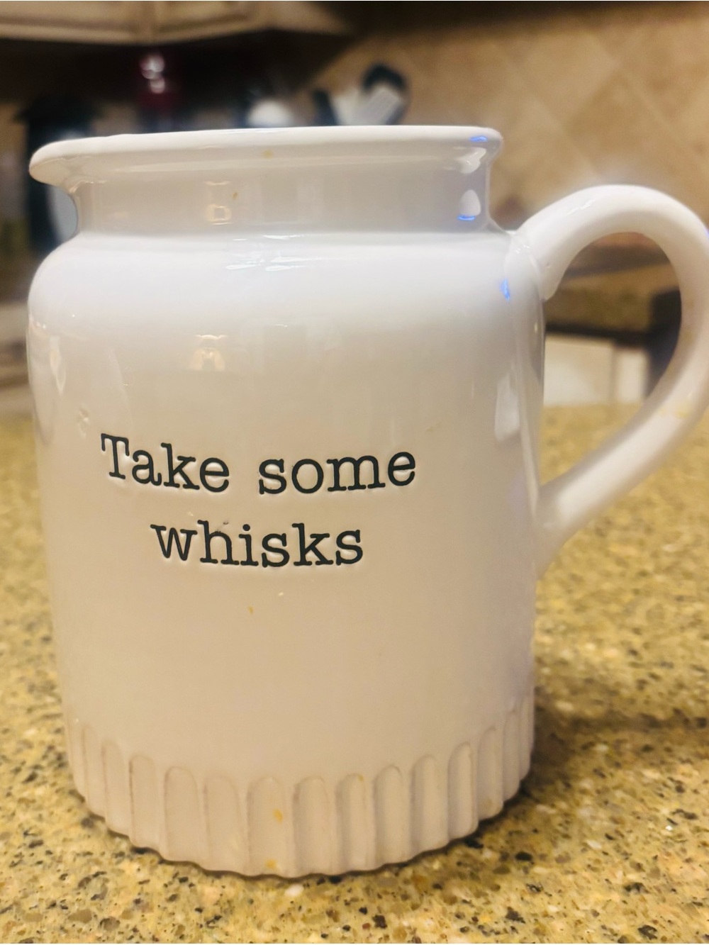 Mud Pie White Ceramic 'Take Some Whisks' Utensil Crock